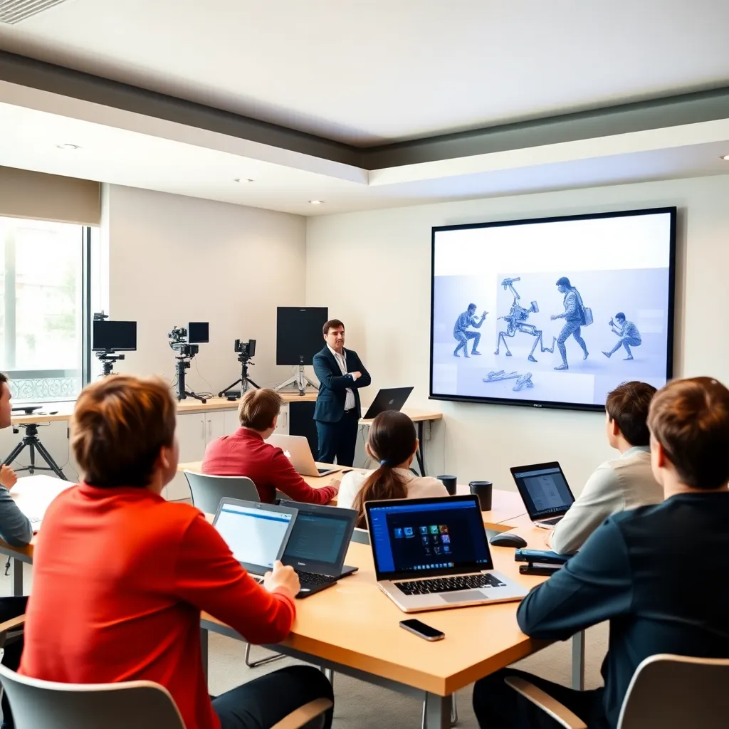 Clase magistral de animación 3D en una universidad española