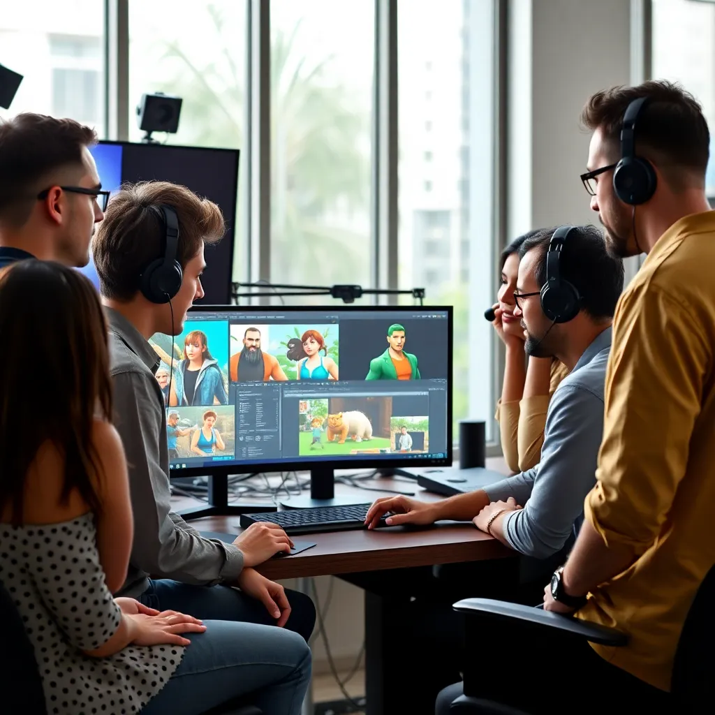 Modelador 3D español trabajando en un personaje detallado en su estación de trabajo