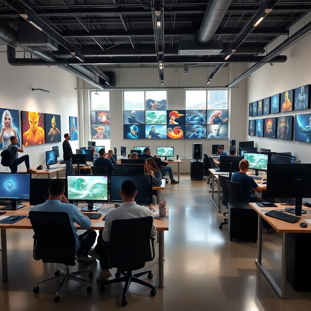 Estudio de animación español con profesionales trabajando en personajes 3D