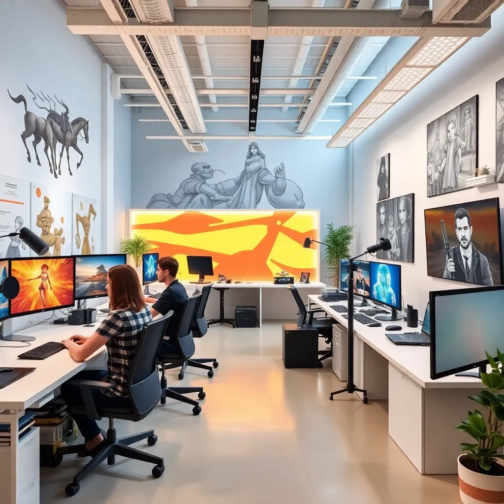 Estudiantes en clase de animación 3D en escuela española