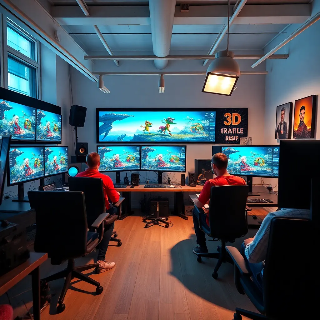 Profesional trabajando con software de animación 3D