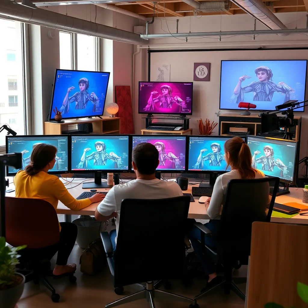 Estudio de animación español con profesionales trabajando en personajes 3D