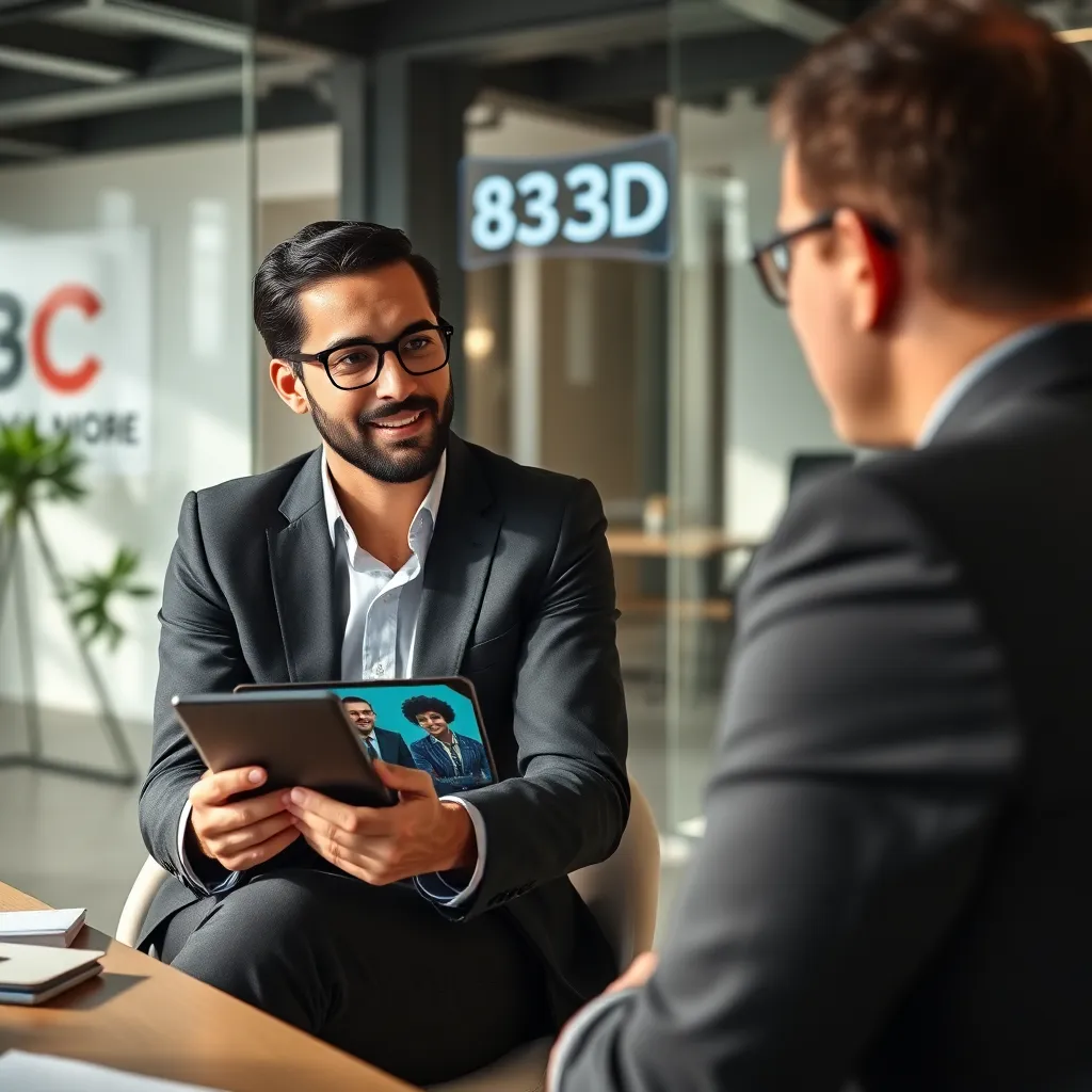 Profesional español de animación 3D en una entrevista de trabajo