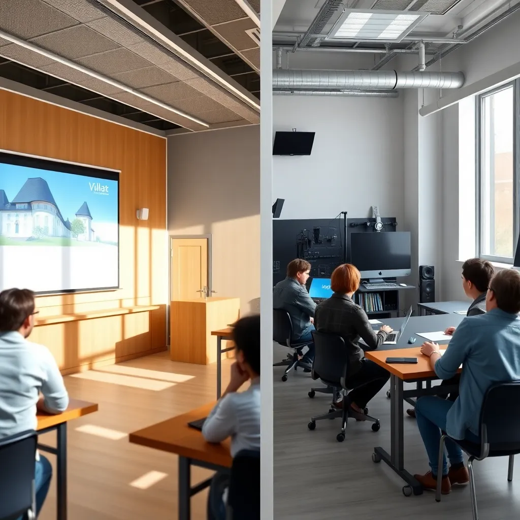 Modelador 3D especializado en arquitectura virtual mostrando su trabajo en tablet